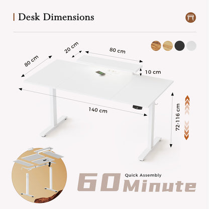 Klicelor Electric Standing Desk, Led & Plug, Movable Monitorstand, 160x80