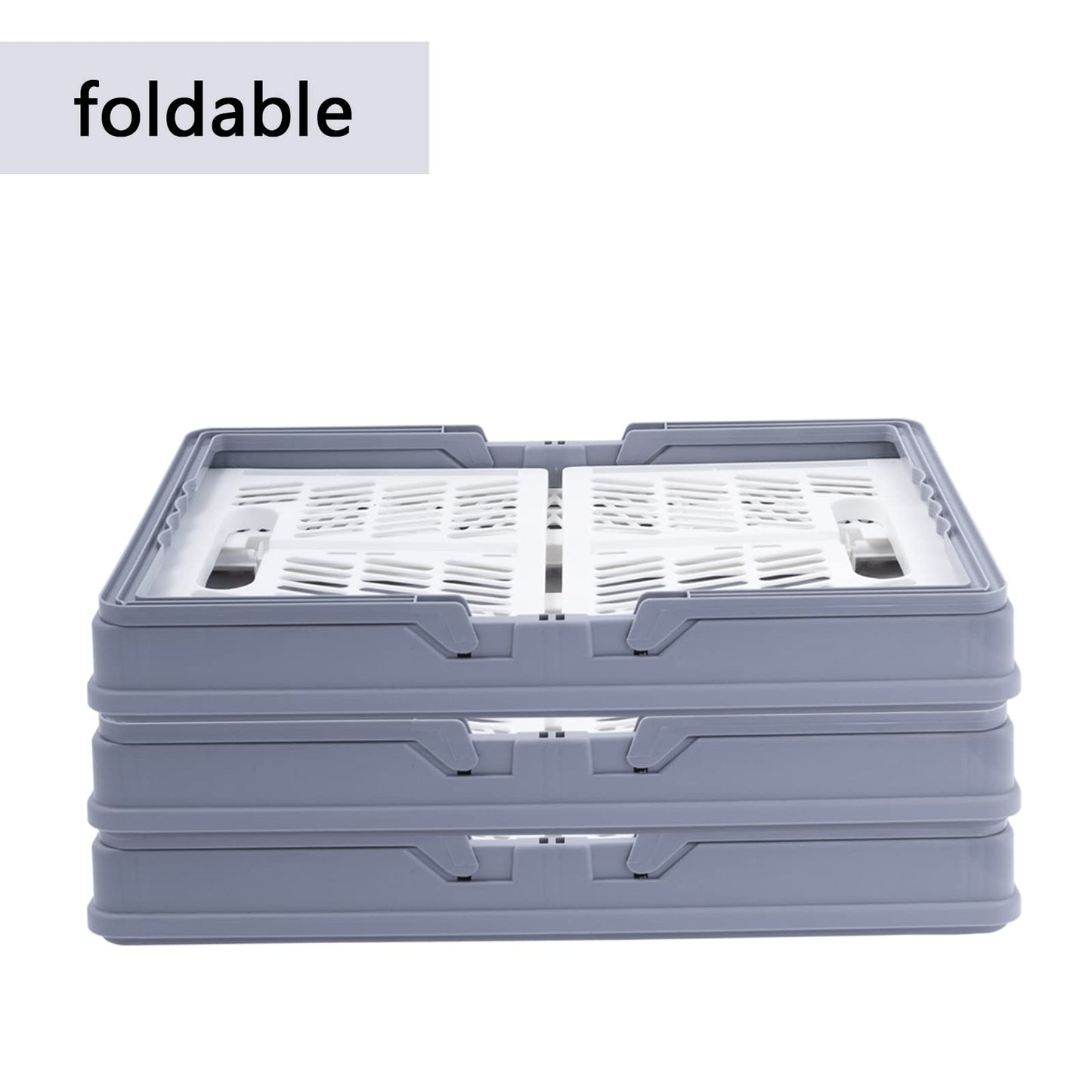 Xaztr 3 Pack Collapsible Plastic Storage Crates with Handles, Stackable