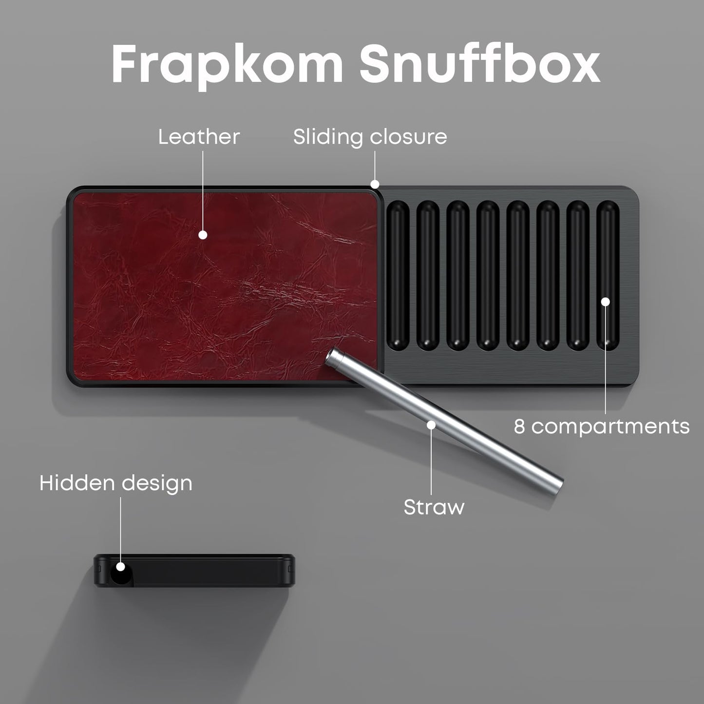 Frapkom 8 Compartment Organize Box with Built Alloy Straw, Red Black Storage Box