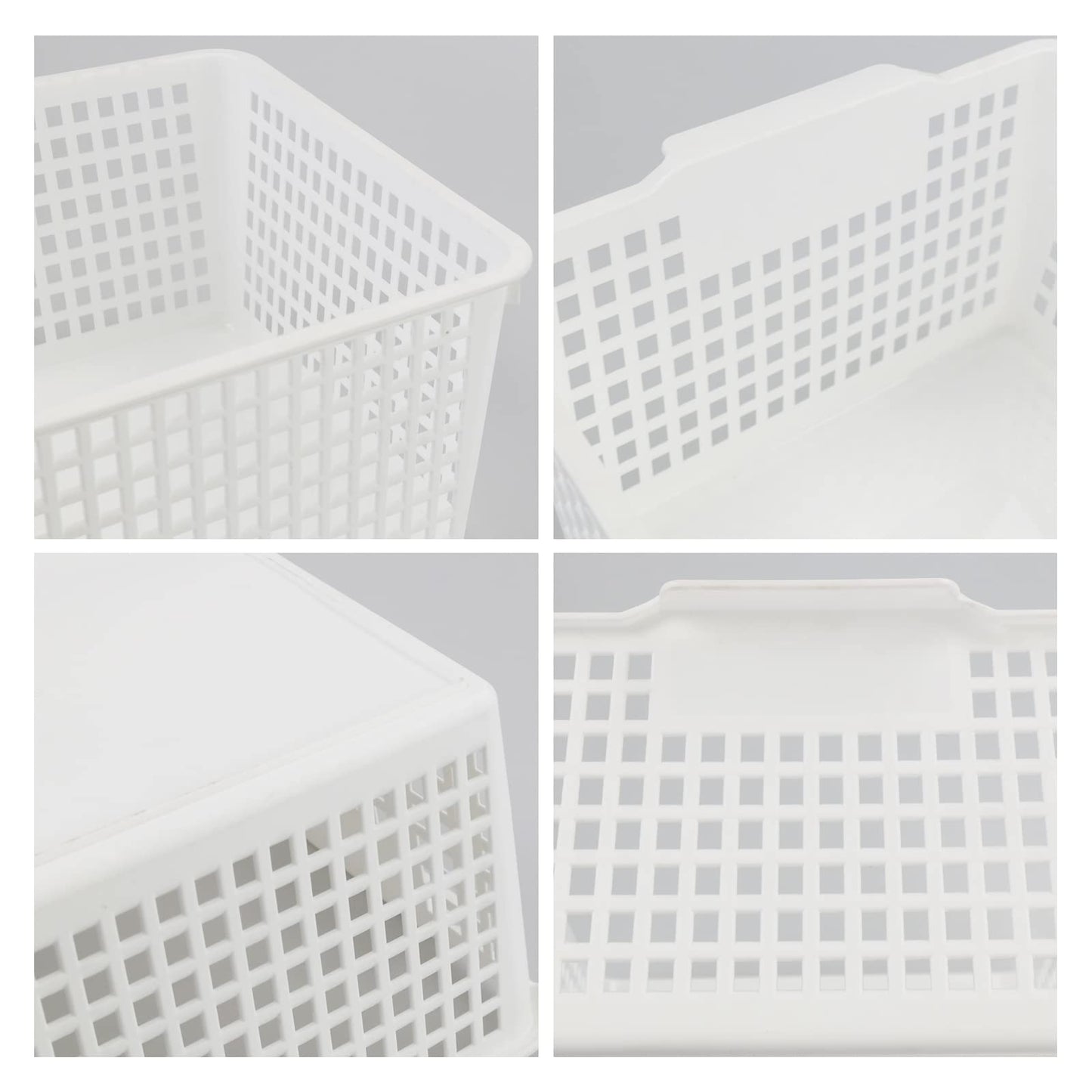 Tyminin 3 Pack Large Plastic Rectangle Baskets, Kitchen Cupboard Baskets, Woven Storage Organiser Bin for Kitchen, Bathroom, Bedroom, Office, Makeup