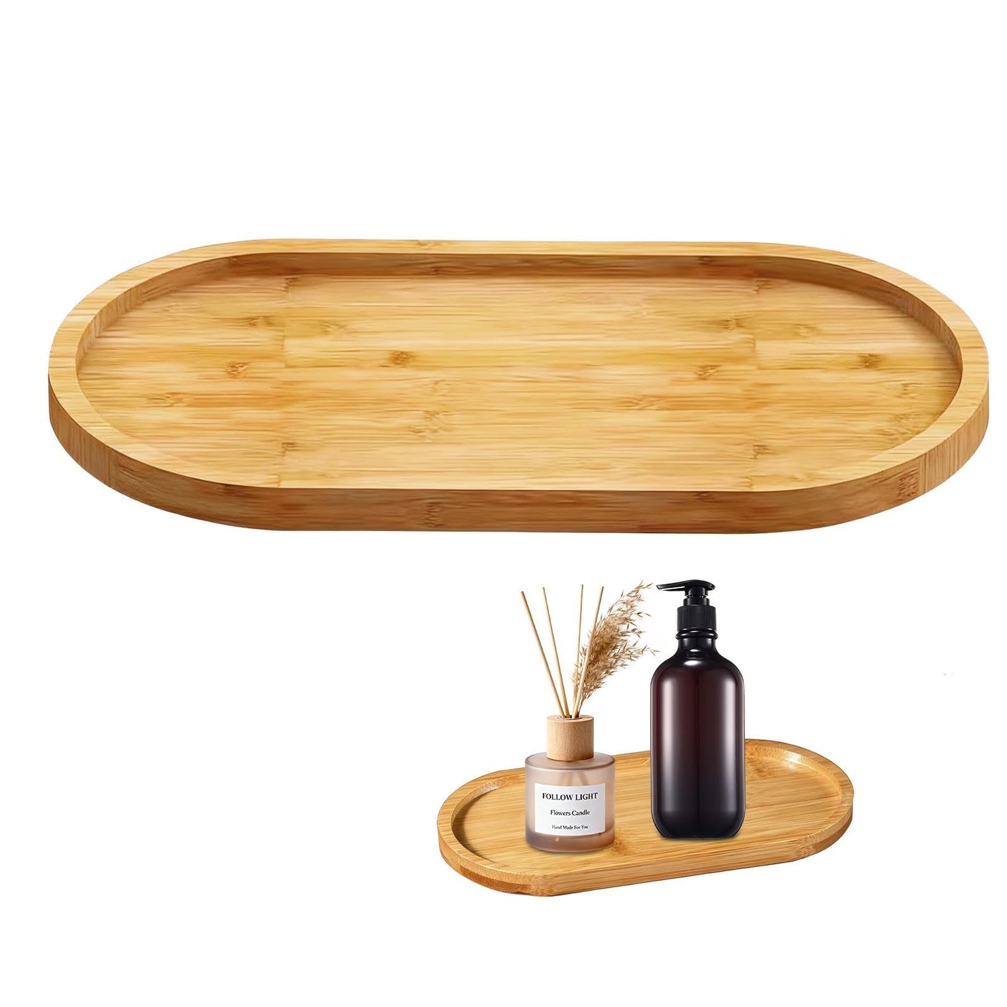 Bamboo Soap Tray, Bamboo Soap Dispenser, Oval Soap Tray & Dispenser Tray, Dresser Jewelry Ring Dish, Comestic Holder Bathtub Organizer