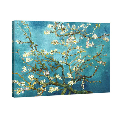 Wieco Art Almond Blossom Canvas Print Wall Art by Van Gogh Blue Flowers on Canvas Art for Living Room Bedroom Home Decor Office Decorations