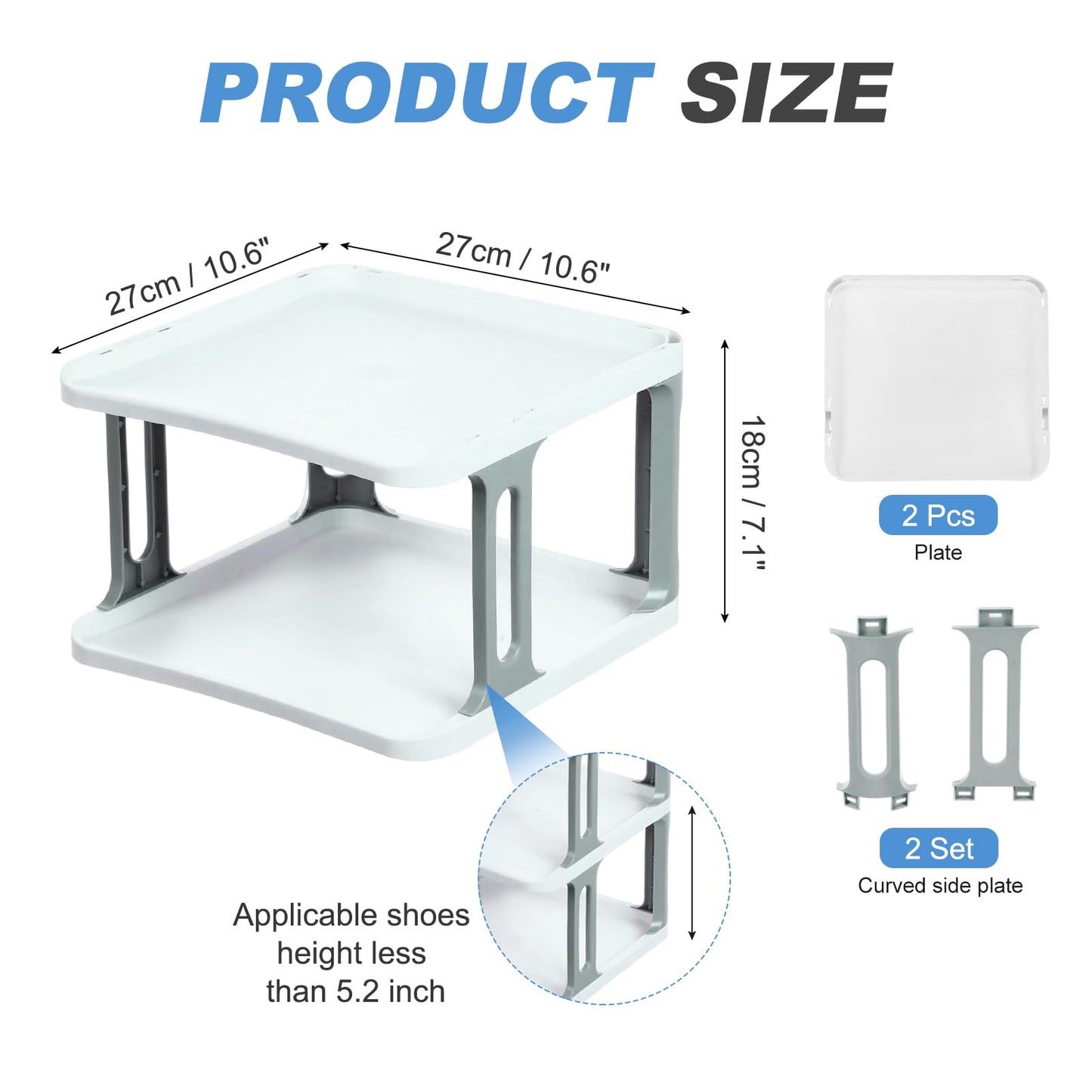 Sourcing Map 2-Tier Stackable Storage Organizer - Adjustable Vertical Shoe Rack With Portable Folding Holder Shelf for Entryway, Living Room, Garage