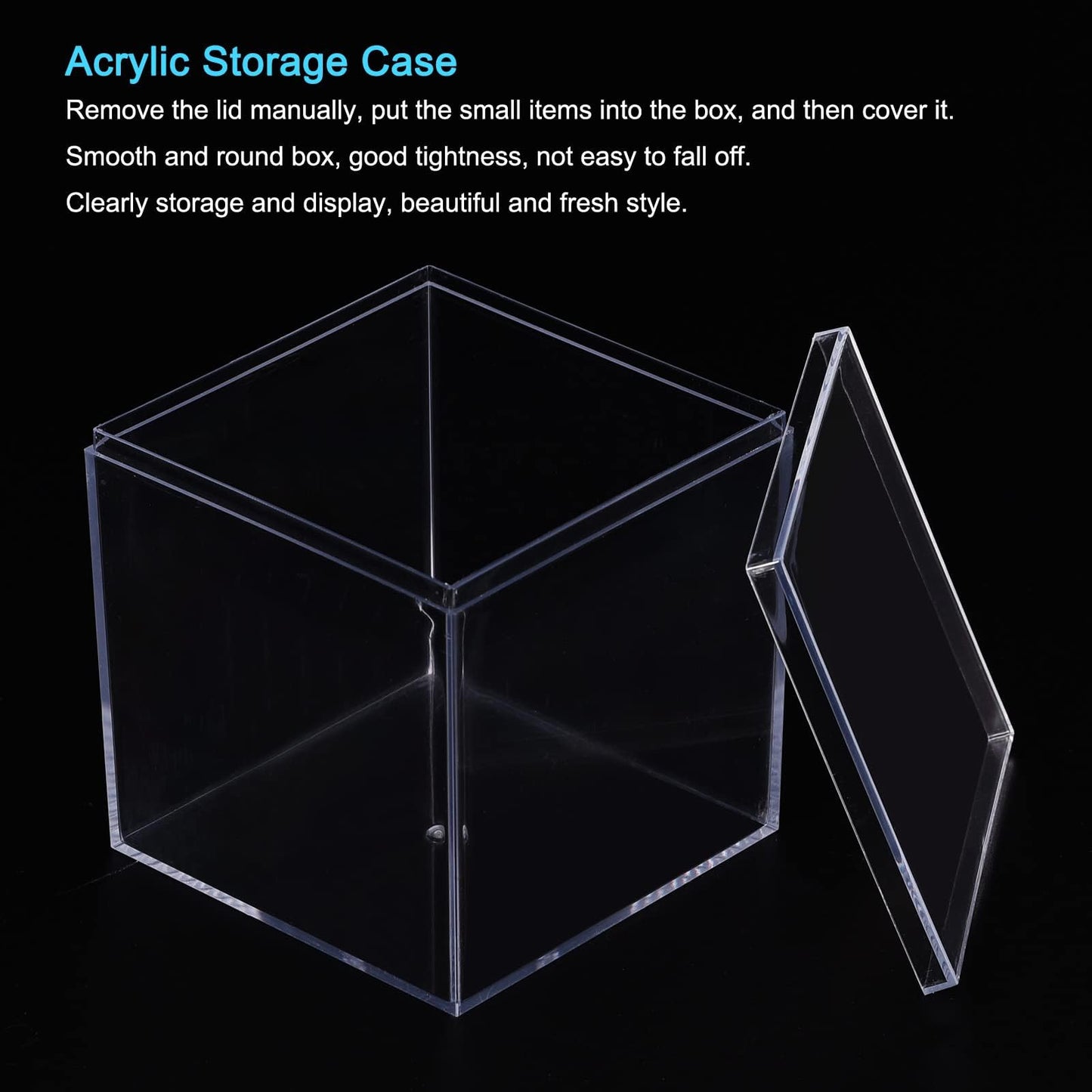 TA-VIGOR Acrylic Display Boxes 2Pcs 5.1 x 5.1 x 5.1cm with Lids