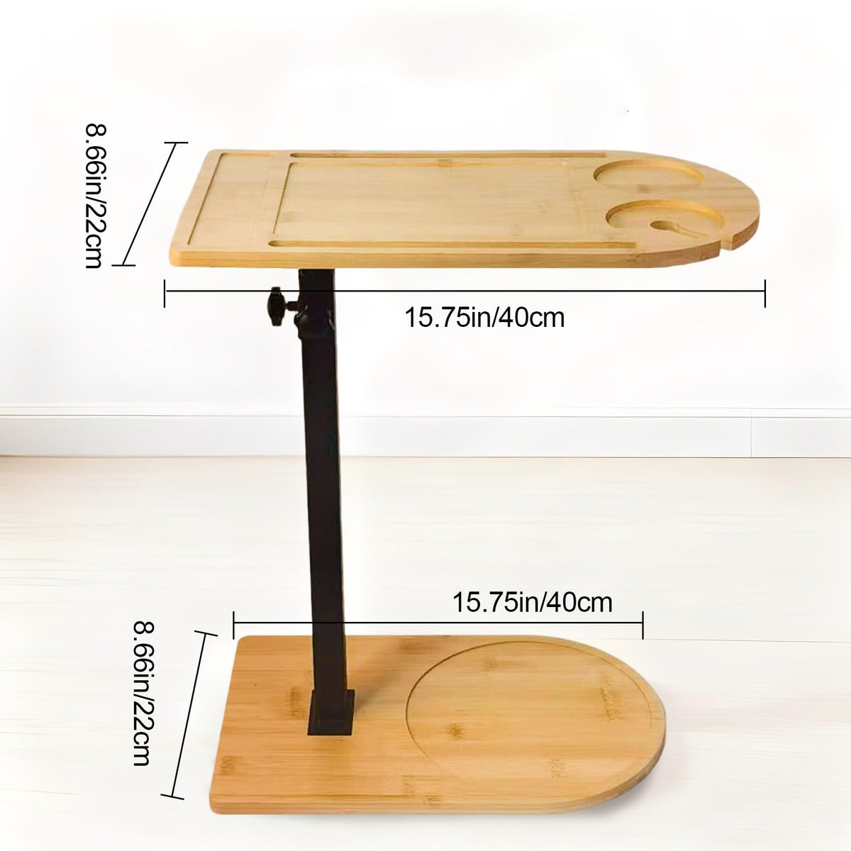 YASHIIN Adjustable 360 Degree Rotating Sofa Tray Table, with Phone and Tablet Slot, for Couch Bedside Suitable for Living Room for Adults and Kids