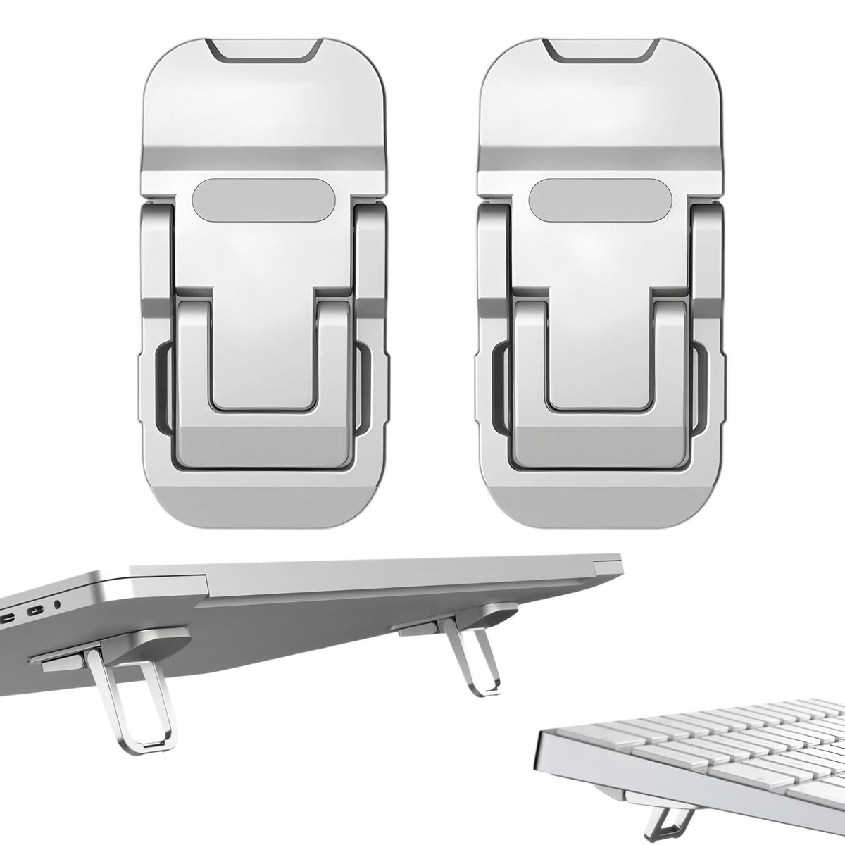 FULLANT 2 Pcs Zinc Alloy Foldable Laptop Stands, Portable Computer Keyboard Riser Feet with 2 Adjustable Angles
