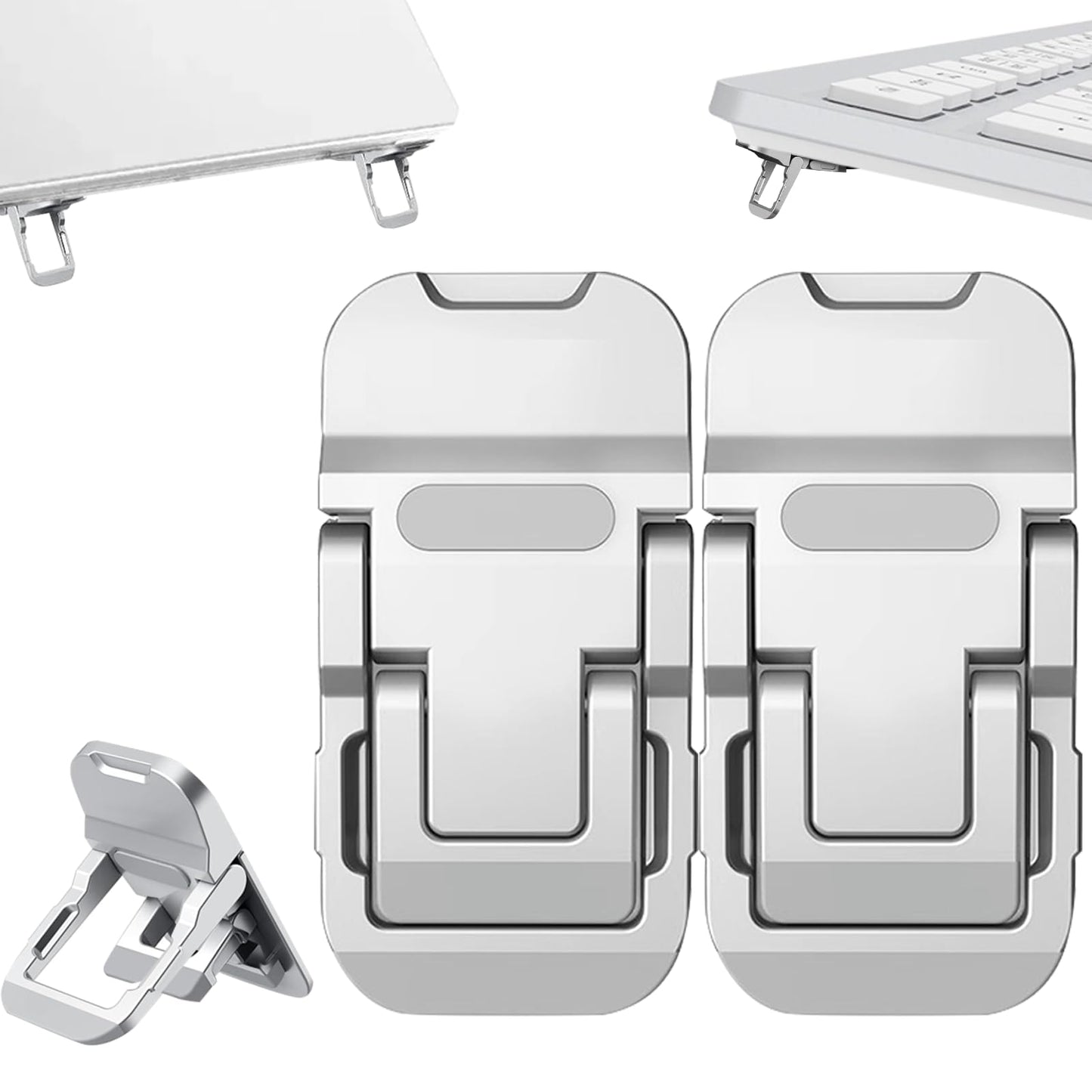 2PCS Mini Portable Laptop Stand, Reversible Keyboard Lifting Legs, Zinc Alloy Keyboard Stand with 2 Adjustable Angles,Laptop Stand for MacBook, Dell