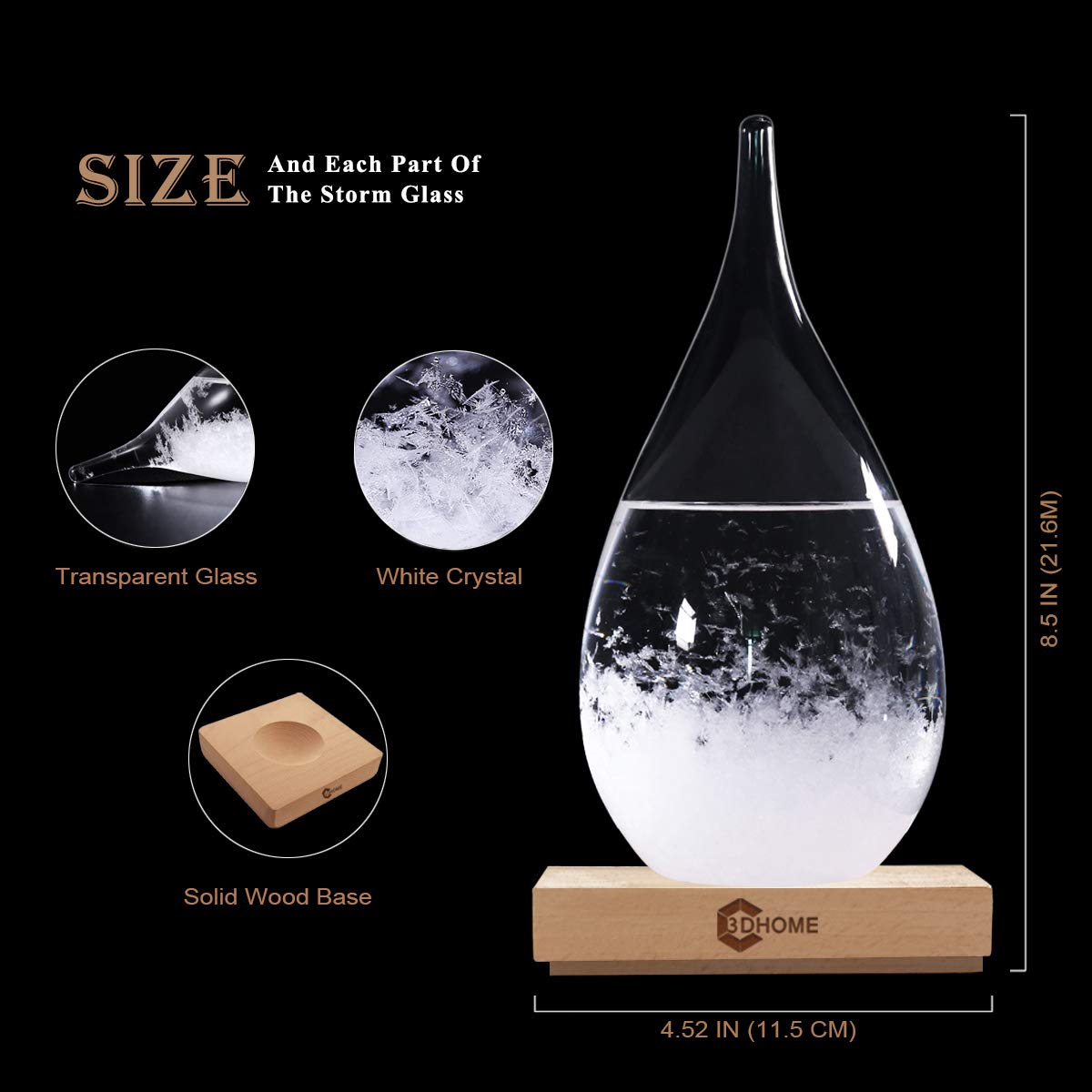 Storm Glass Christmas Unique Gifts, Stylish Creative Desktop Decorative Bottle Water Drop Glass Barometer Weather Forecast Bottle Weather Station,