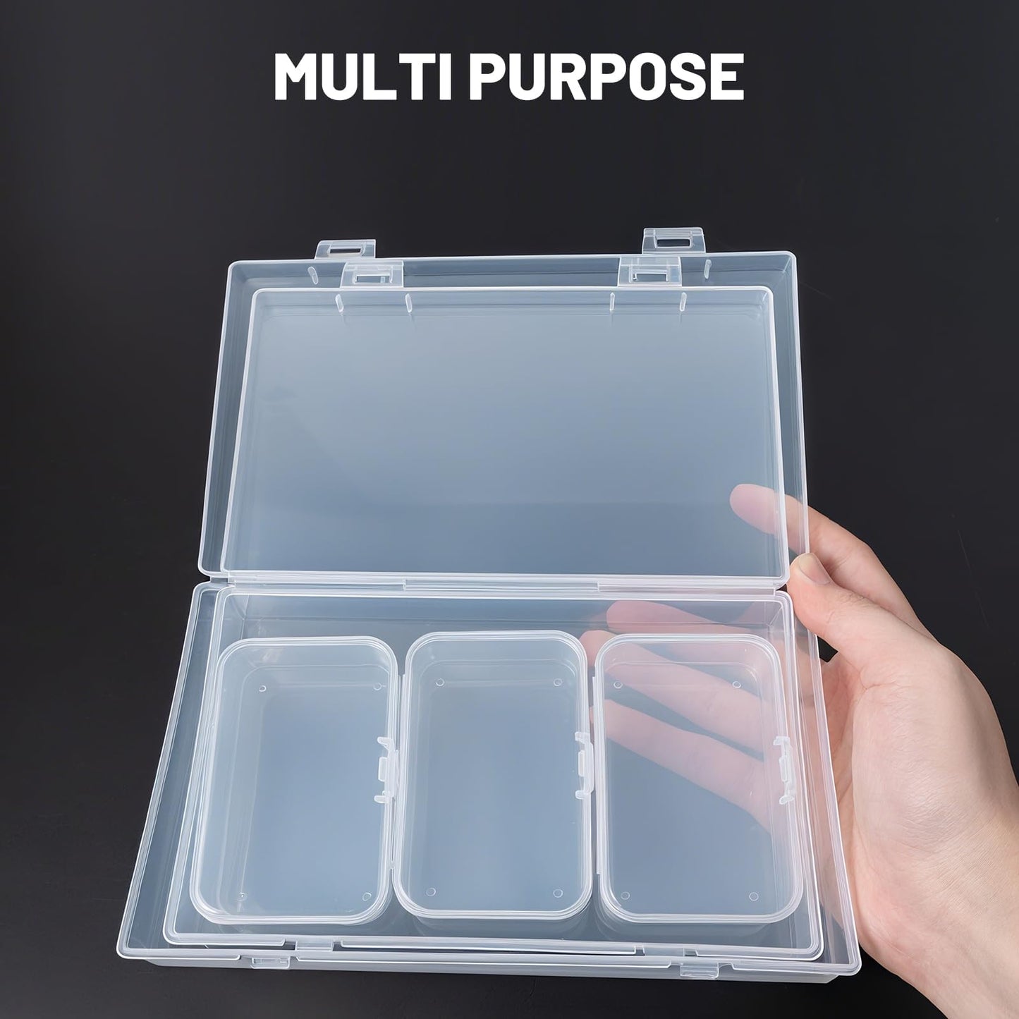 LJY Clear Hinged Storage Boxes, 20 Pack, 3 Mixed Sizes