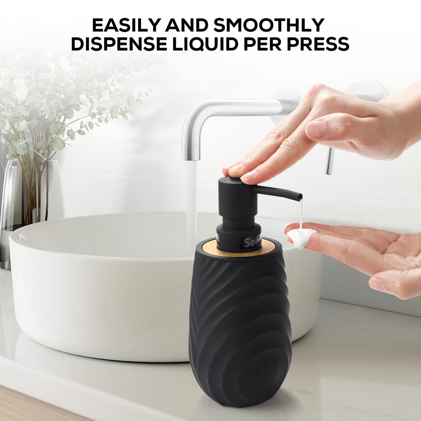 Hand Soap Dispenser Bathroom Bamboo with Texture, Soap Dispenser Kitchen