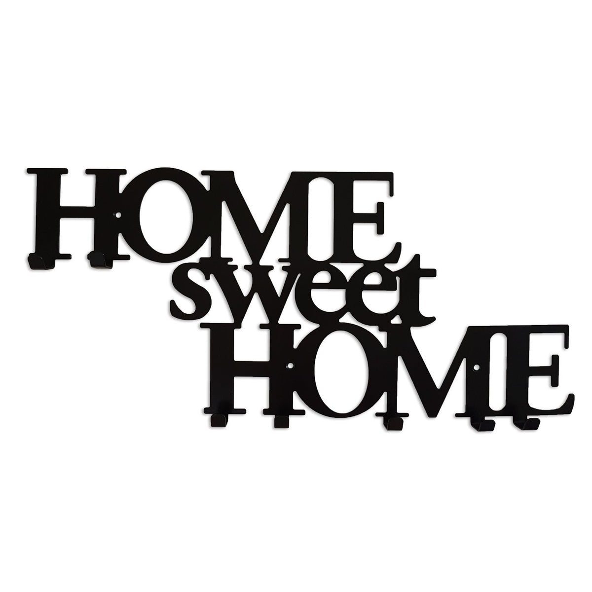 Wall Mounted Coat Clothing Rack Hangers 7 Hooks Decoration Design Steel Metal Black White 58cm Home Sweet Home Black