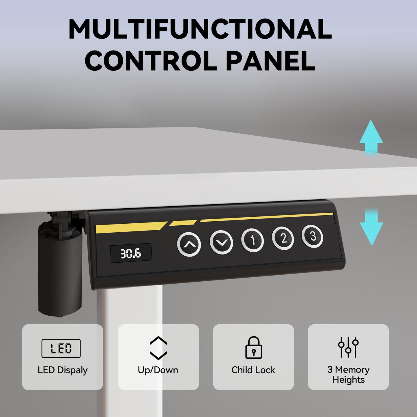 Gamork 48 x 24 Inch Electric Standing Desk, 3 Memory Presets, White