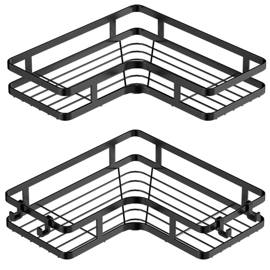 Corner Shower Shelves,Shower Shelves no Drilling,2 Pack Shower Corner Caddy,Stainless Steel Shower Caddy Corner Shelf with 4 Hooks for Bathroom