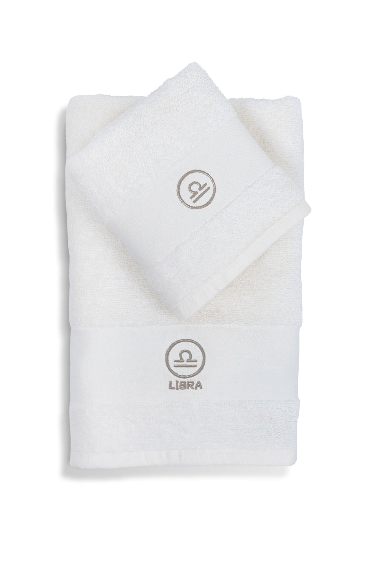 zer0bed Zodiac Zodiac Bath Towel Set, Set of 2, Face Towel, Guest Towel-Bidet, 100% Cotton, Plain with Embroidery, Scales