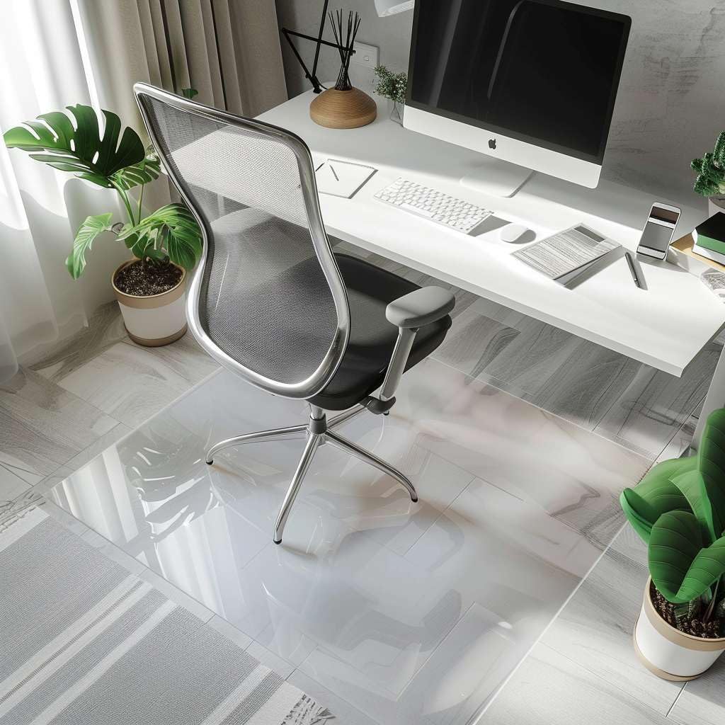 Nicoman Frosted (Semi-Clear) Chair Mat, Non-Slip PVC Wooden Floor Protector Mat with Round Edge