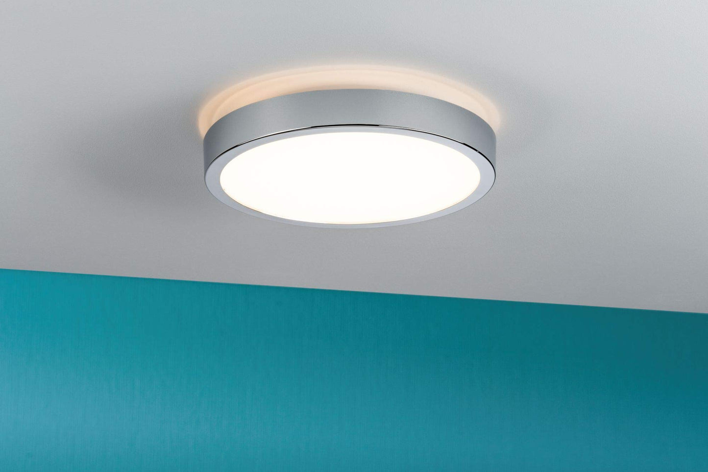 Paulmann 70882 Aviar Ceiling luminaire LED Panel Ceiling lamp Flat Ceiling Light IP44 Splash-Water Protected 20W Bathroom lamp Chrome Including lamp