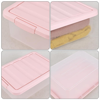 Kiddream 2 Packs 14 Liters Clear Plastic Storage Containers, Flat Shallow Storage Boxes with Lids