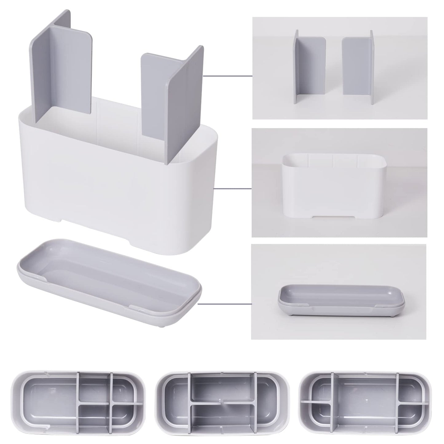 Toothbrush Holder & Organizer, Electric Toothbrush Stand with Tumbler, Non-Slip Base, Drainage Hole, for Bathroom Sink Worktop
