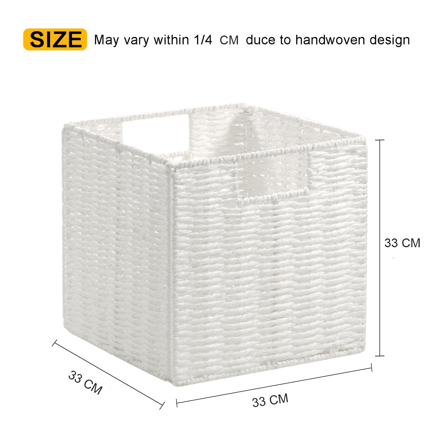 Vagusicc 2-Pack Wicker Storage Basket with Handles, Foldable Storage Organizer Bins for Shelves