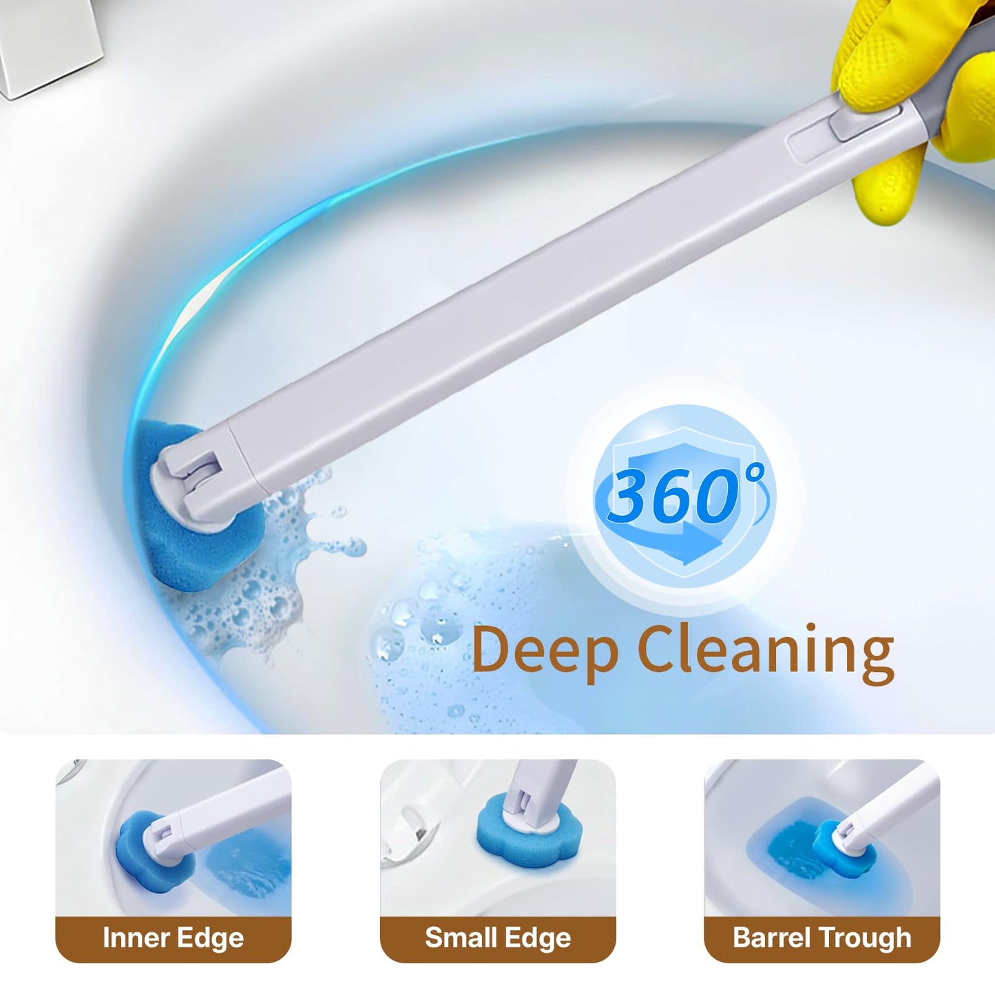 OWLKELA Disposable Toilet Brush with Holders, 48 Refills 1 Pack