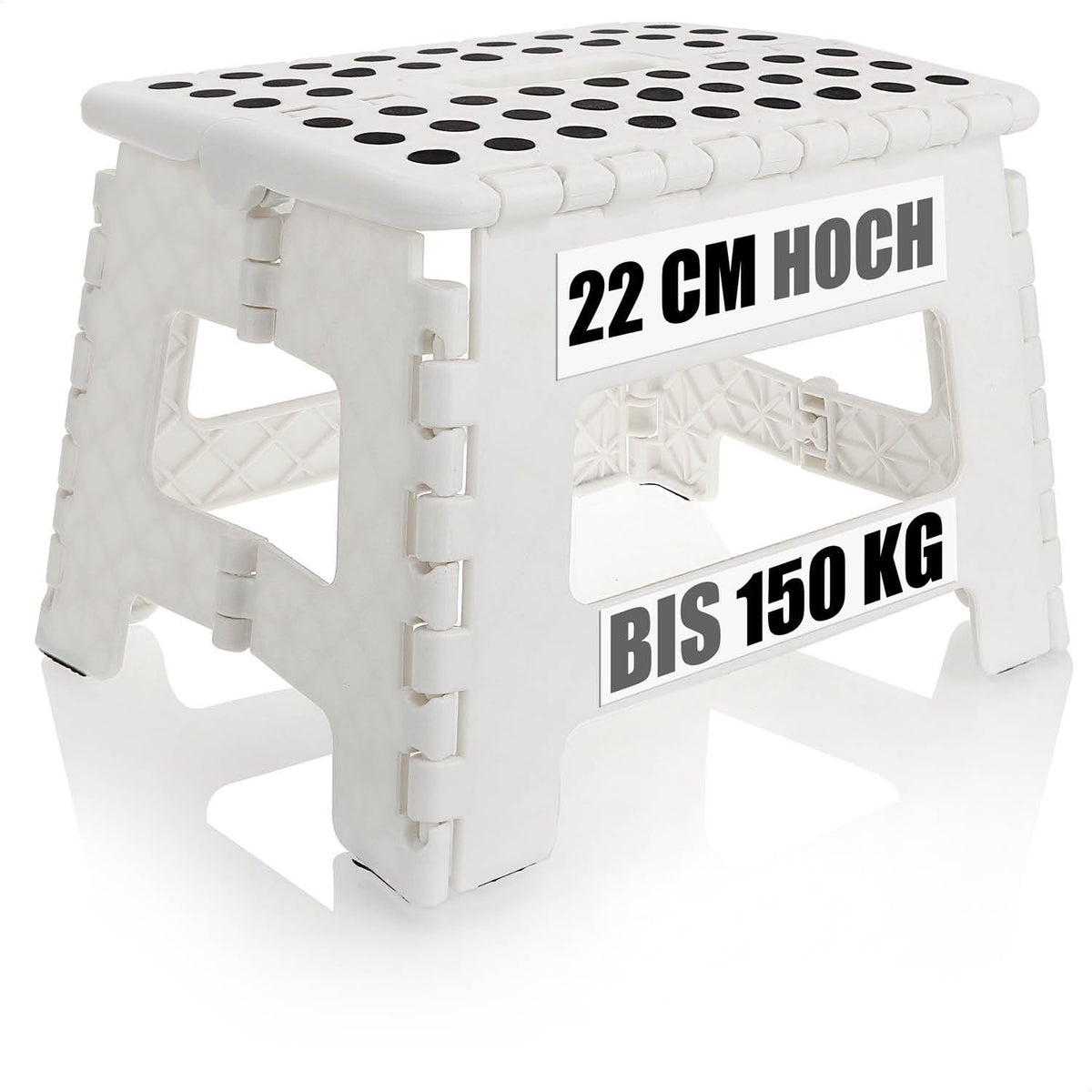 COM-FOUR® folding step with rubber studs, foldable step stool
