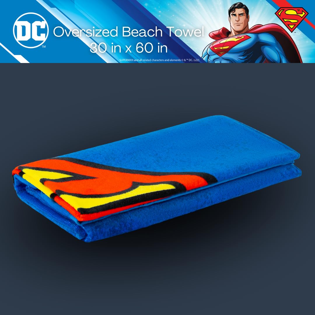 Franco Collectibles Superman Super Soft Cotton Bath/Pool/Beach Towel, 60 in x 30 in, (Official) WB Product