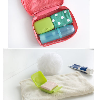 Sourcingmap Plastic Houseware Travel Mini Soap Dish Box Holder Case Container Pink