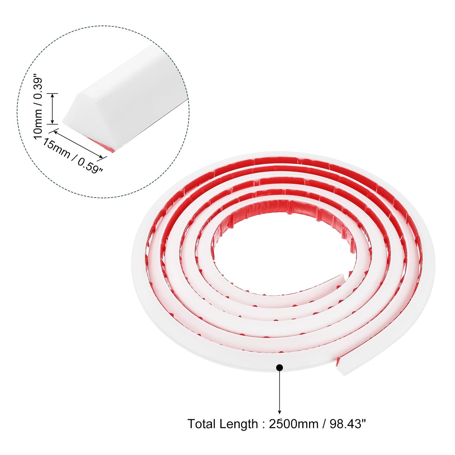 sourcing map Collapsible Shower Barrier, 98 Inch Silicone Water Splash Guard Strip 0.6 Inch W 0.4 Inch H Self Adhesive Water Stopper Barrier Dry and