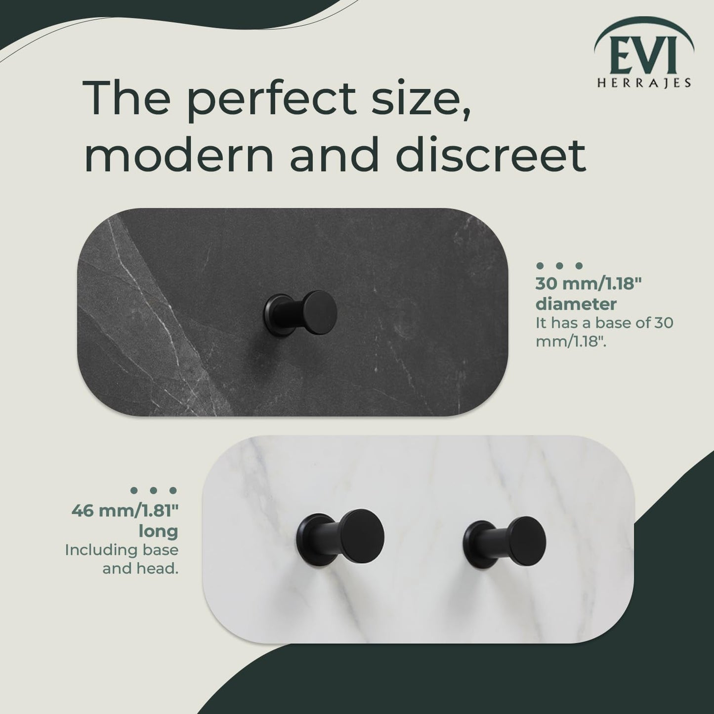 EVI Herrajes Bathroom Hanger | Stainless Steel Wall Hanger | Black Lacquered | for Hanging Clothes, Coats or Towels| Towel Rack with Invisible Screw