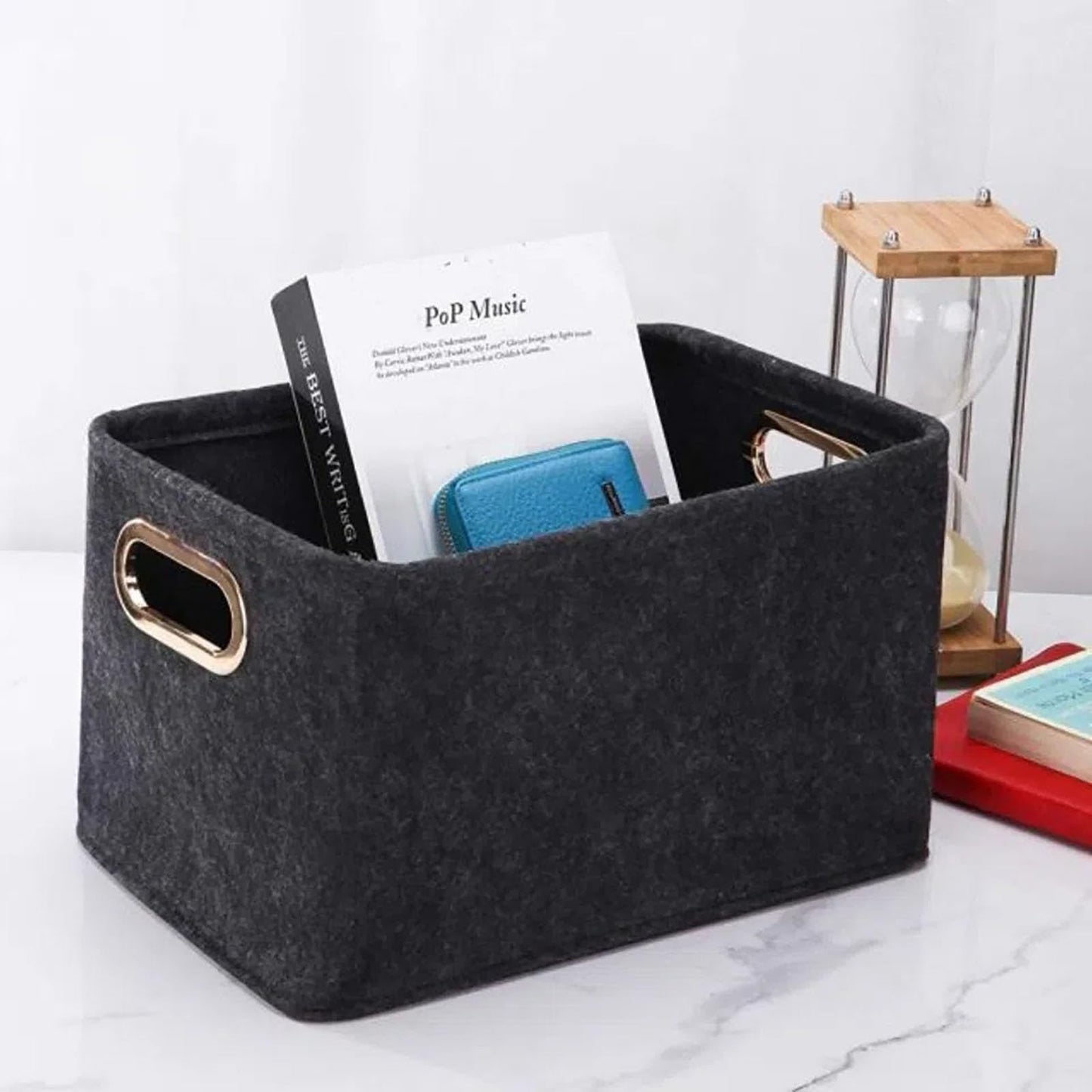 Kaizuca 2 Piece Felt Fabric Baskets, Toy Organiser Cube, Felt Storage Box, Foldable, with Two Handles, for Clothes, Towel, Toiletry, Baby Products