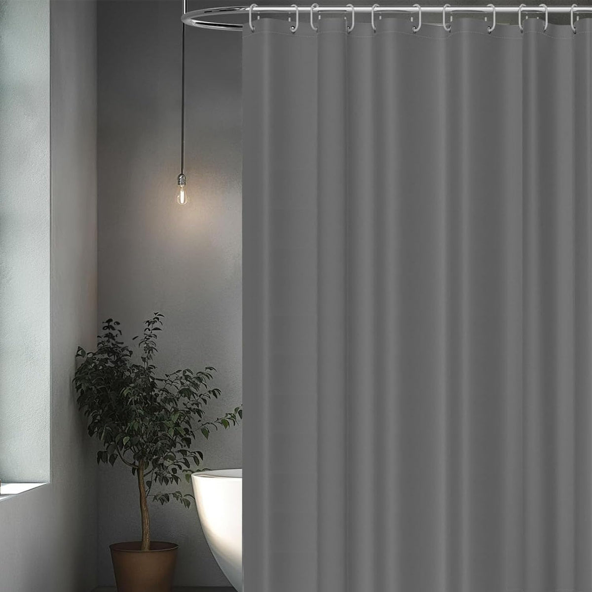 hzkais Grey Shower Curtain, Mould Proof and Mildew Resistant Washable Bathroom Curtains, Shower Curtain for Bathroom, Bath Curtains with Hooks