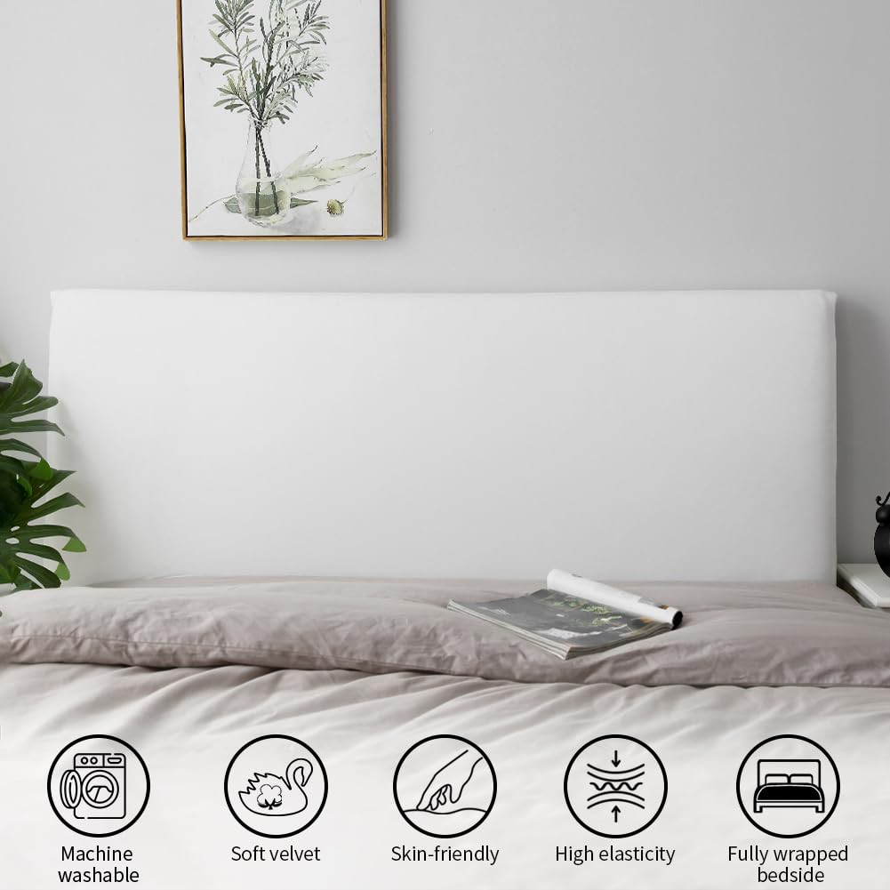 Caijin Bed Headboard Slipcover, Stretch Bed Headboard Covers, Dustproof Protector Cover for Linen Fabric Tufted Upholstered Headboard