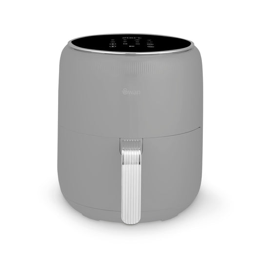 Swan SD10513GRY Retro Digital Air Fryer with Swan Cyclone Technology, 8 Pre-Set Cooking Options, Adjustable Temperature, 4.5L 1500W, Grey
