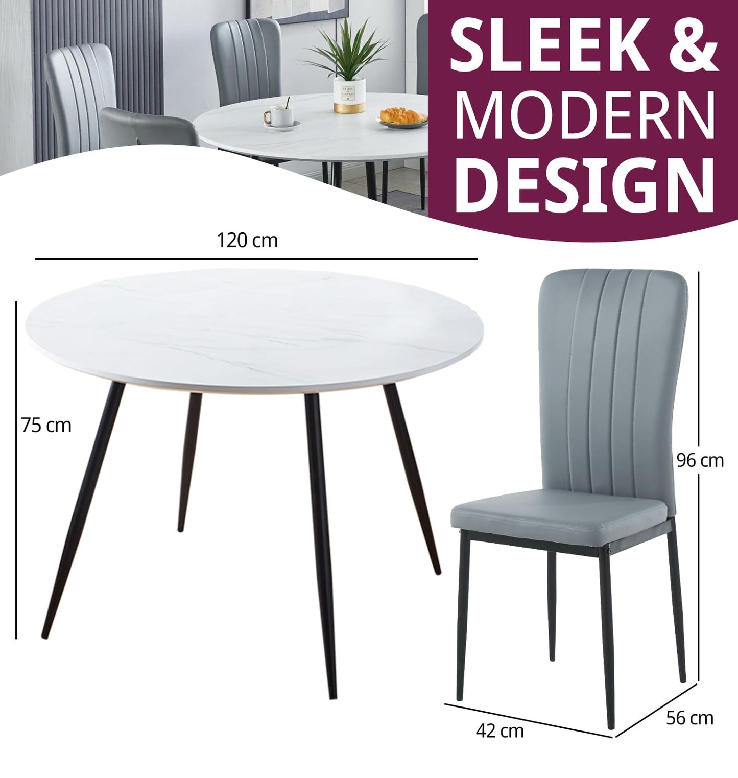 Hallowood Furniture Cullompton 120cm Large 6 Seater Dining Table And Chairs