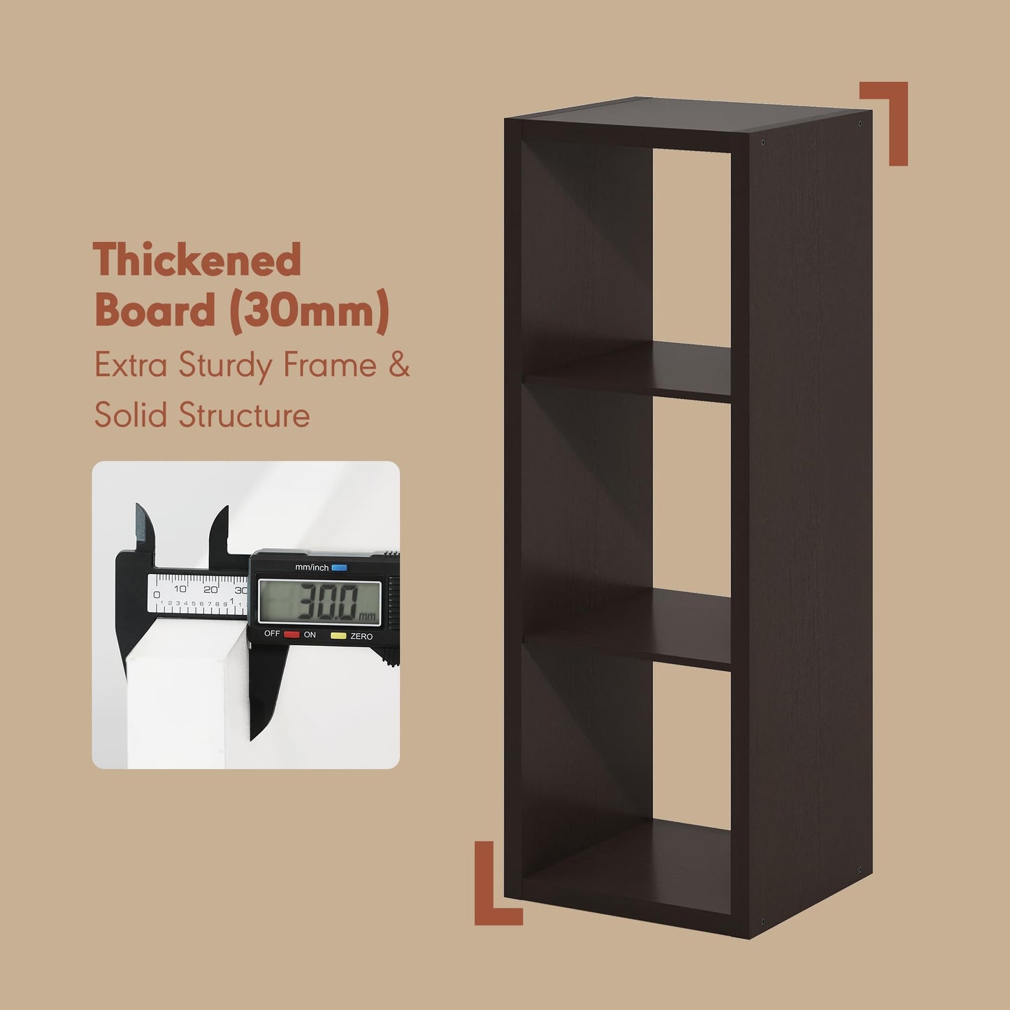 Furinno CUBICLE Record Player Stand with Vinyl Storage, 3-Cube 1.2 Extra Thick Vinyl Record Storage
