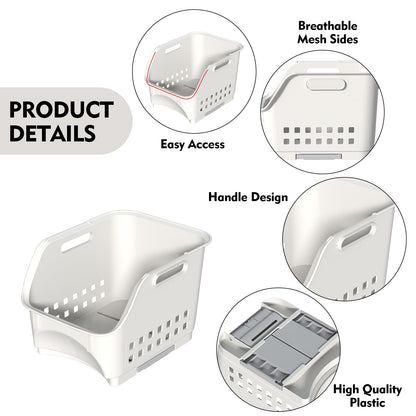 Yesdate 3 Pack Stackable Storage Drawers, Plastic Closet Organiser Baskets