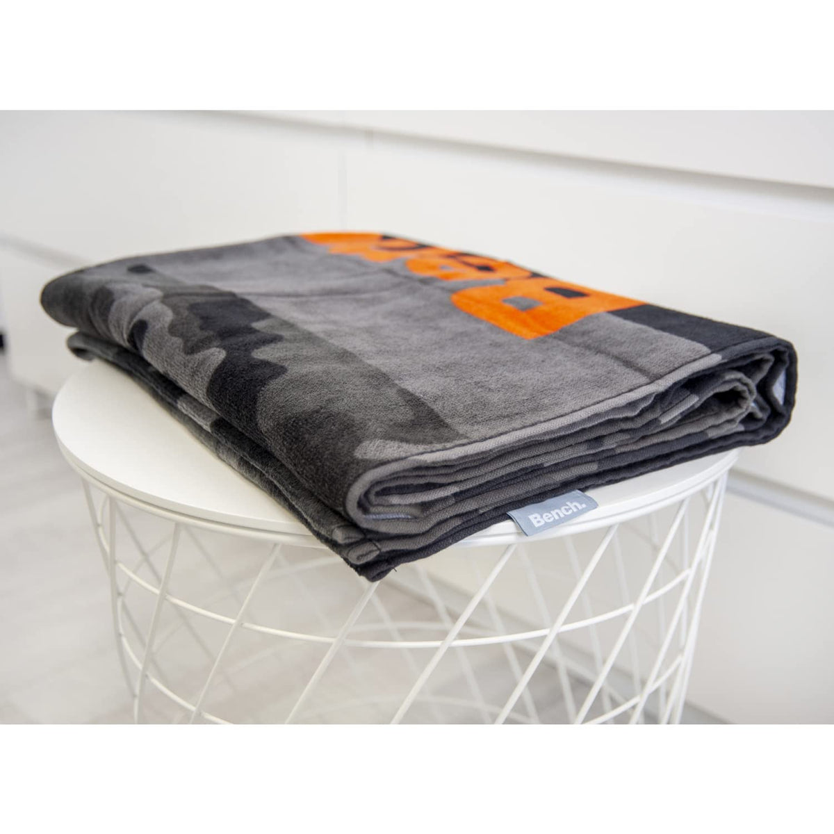 Herding Bench Nature Inspired Beach and Sauna Towel, 80 x 180 cm, 100% Cotton, Velour, with Hanger, Colour: Grey camouflage pattern, item no.