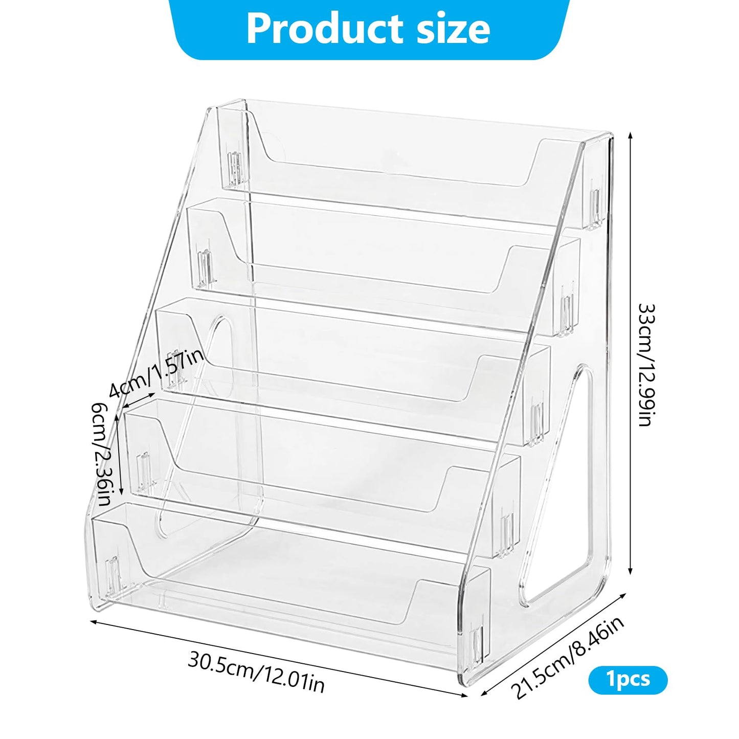 Lirynox Large 5-Tier Trading Card Display Stand, Acrylic Riser Clear Display Shelf with Fences