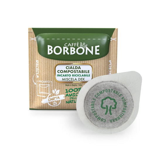 Caff? Borbone Compostable Pod, Dek Decaffeinated Coffee Blend - 100 Pads - Compatible with ESE System Paper Pads 44 mm