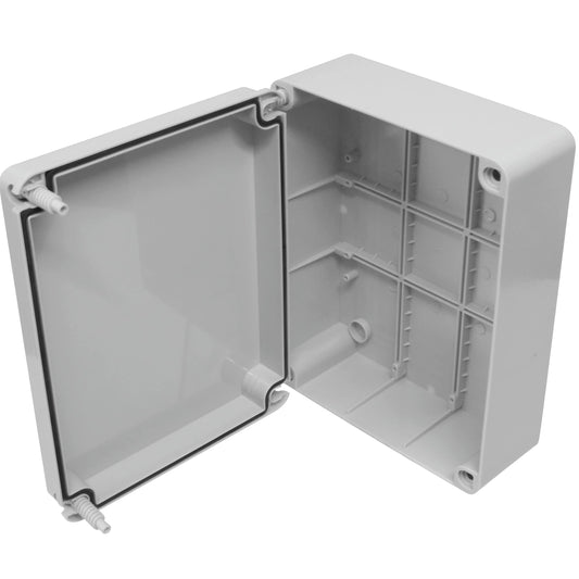 240mm Junction Box Waterproof to IP56 Plastic Adaptable Enclosure - Indoor/Outdoor - Electric Connection Box - Panel - Hinged Lid for Easy Access,