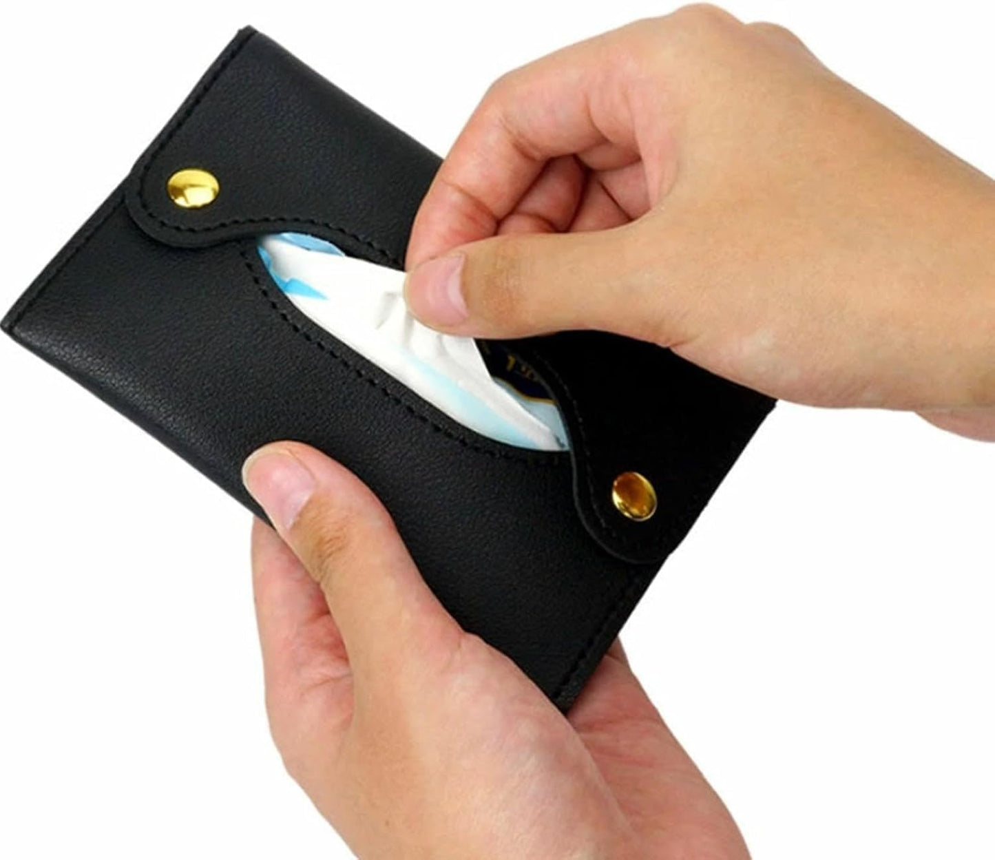 Black Pocket Tissue Holder - Tissue Holder | Travel Pouch for Tissue | Pocket Paper Towel | Tissue Bag Holder | Paper Towel Pu Leather Case