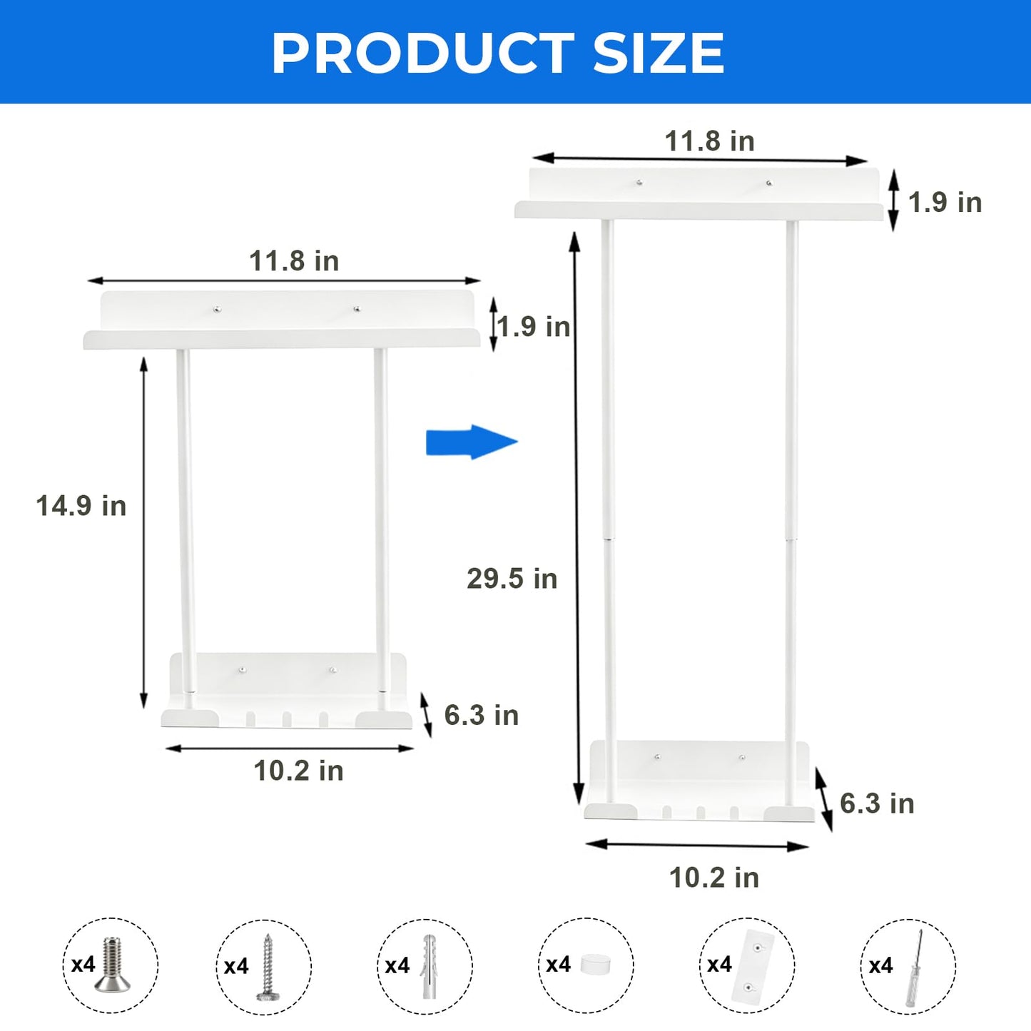 ULIKEUS Towel Rack Wall Mounted Towel Holder Storage with Shelf Hooks Towel Storage Self Adhesive Adjustable Bathroom Towel Holder Rail