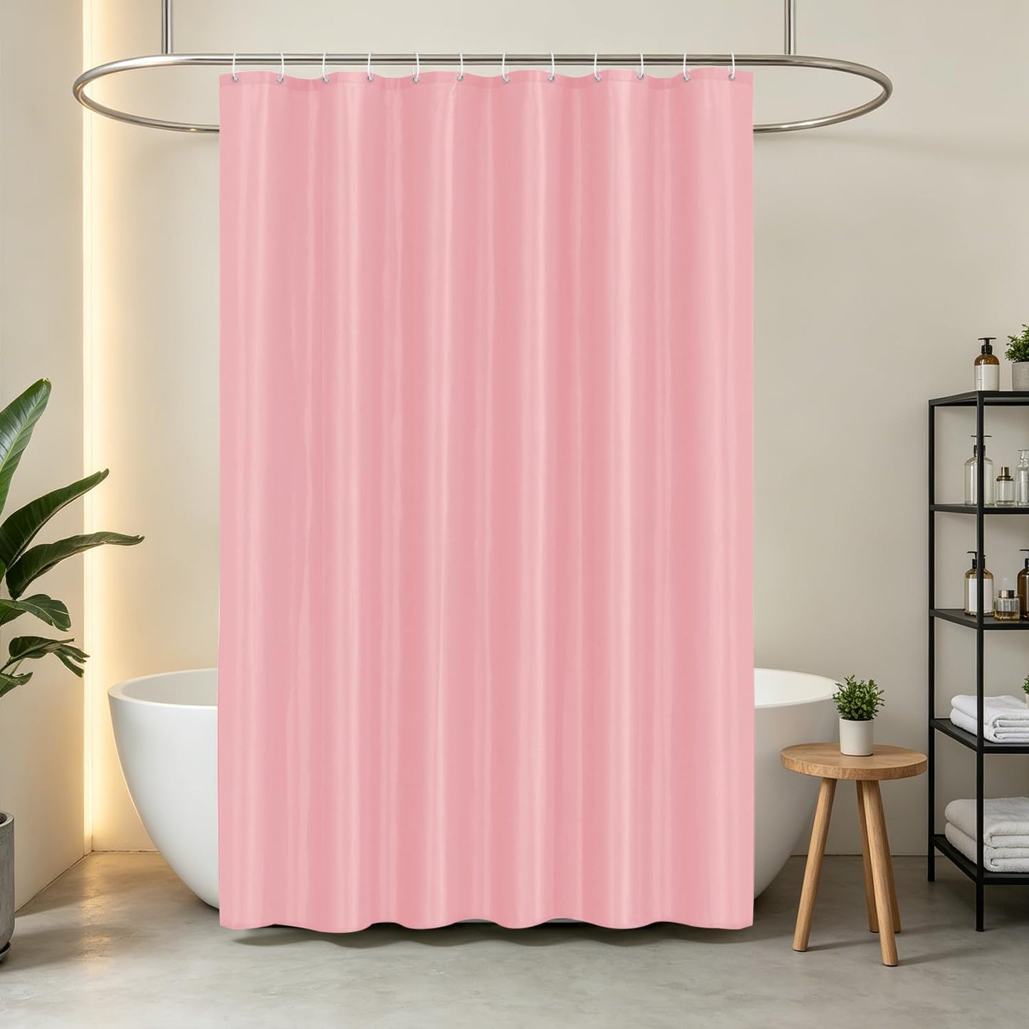 LUKDUNG 180 x 220 cm Polyester Textile Shower Curtain Anti-Mould for Bathroom, Curtain for Bathtub Shower Made of Fabric Waterproof Washable Shower