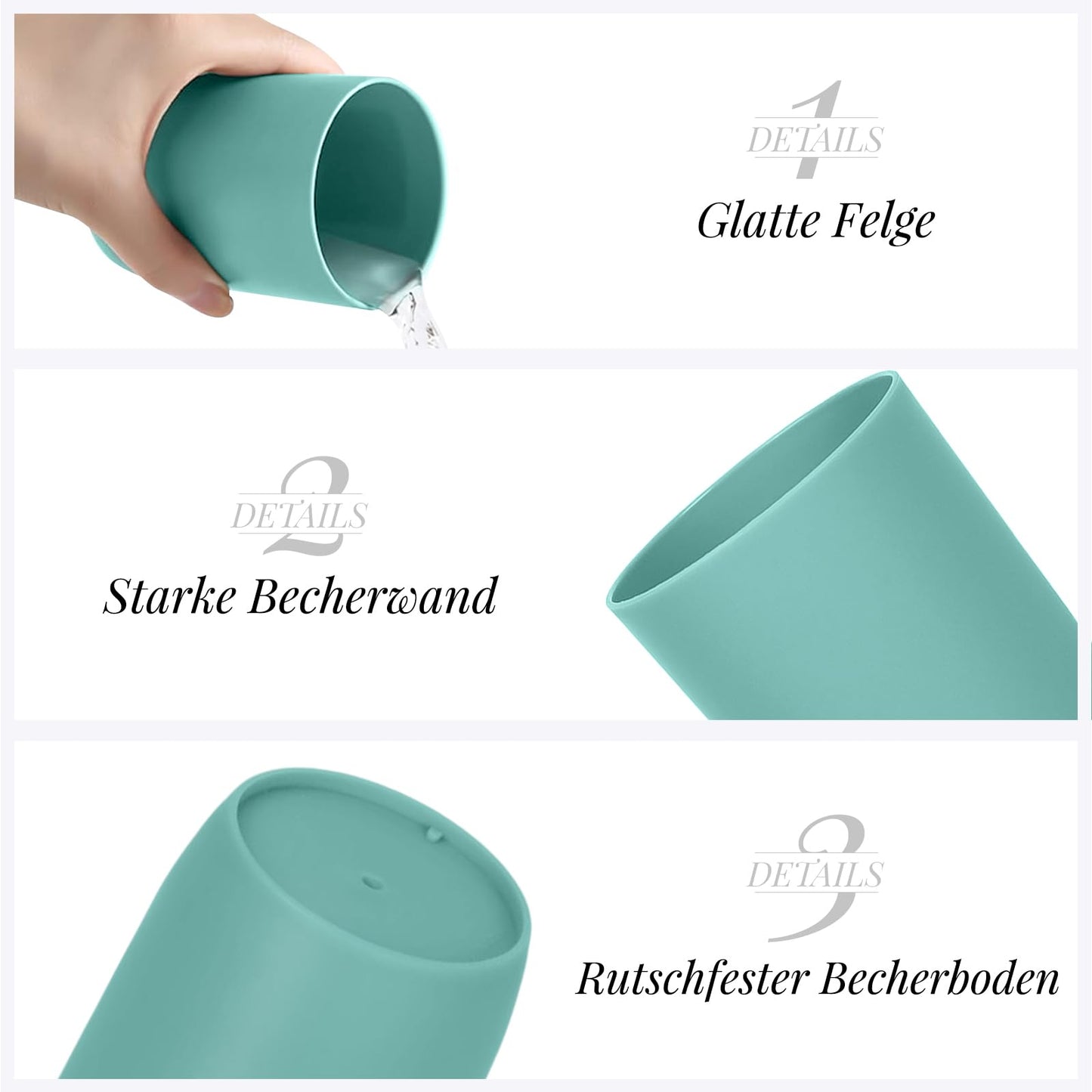 AstraLoom 280ml × 4 Toothbrush Cups Set, Stackable Portable Plastic Drinking Cup, Mouthwash Cup, Suitable for Bathroom/Kitchen/Picnic/Travel
