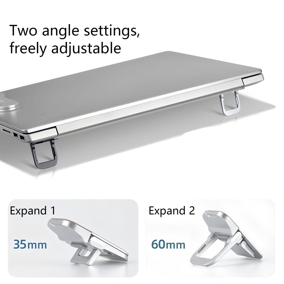 FULLANT 2 Pcs Zinc Alloy Foldable Laptop Stands, Portable Computer Keyboard Riser Feet with 2 Adjustable Angles