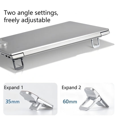 Chenflying 2 Pcs Zinc Alloy Foldable Laptop Stand, Portable Computer Mini Keyboard Riser with 2 Adjustable Angles