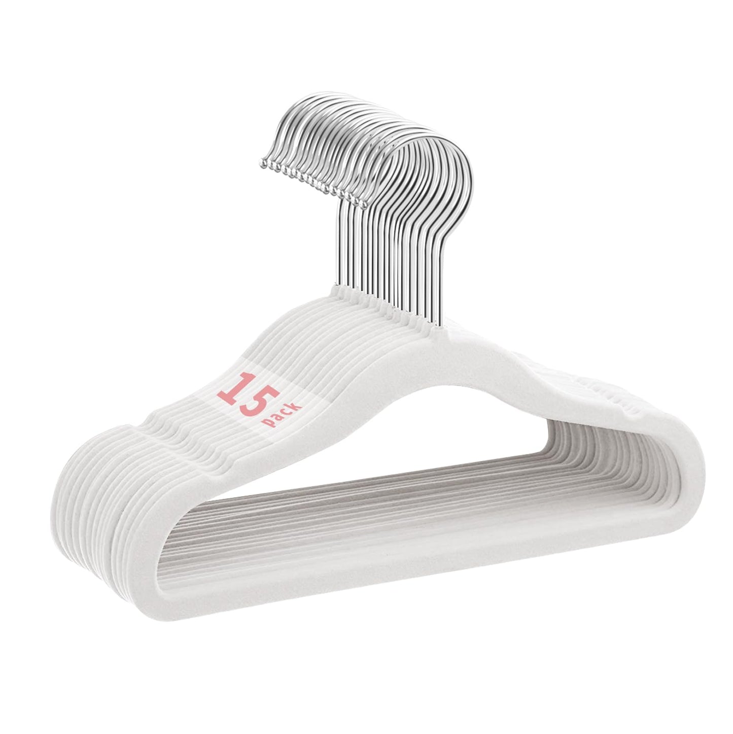 MangoKit Non-Slip Baby Velvet Hangers, Newborn Coat Hangers 15 Pack White