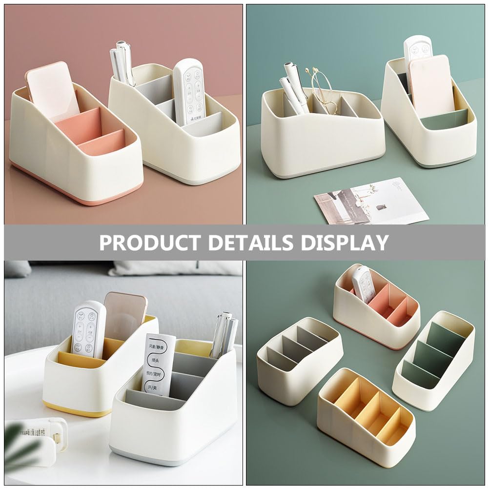 CHILDWEET Multi-Grid Remote Control Storage Box Desktop Storage Basket for Sofa Remote Control Holder Cosmetics Organizer Office Bedroom Bathroom