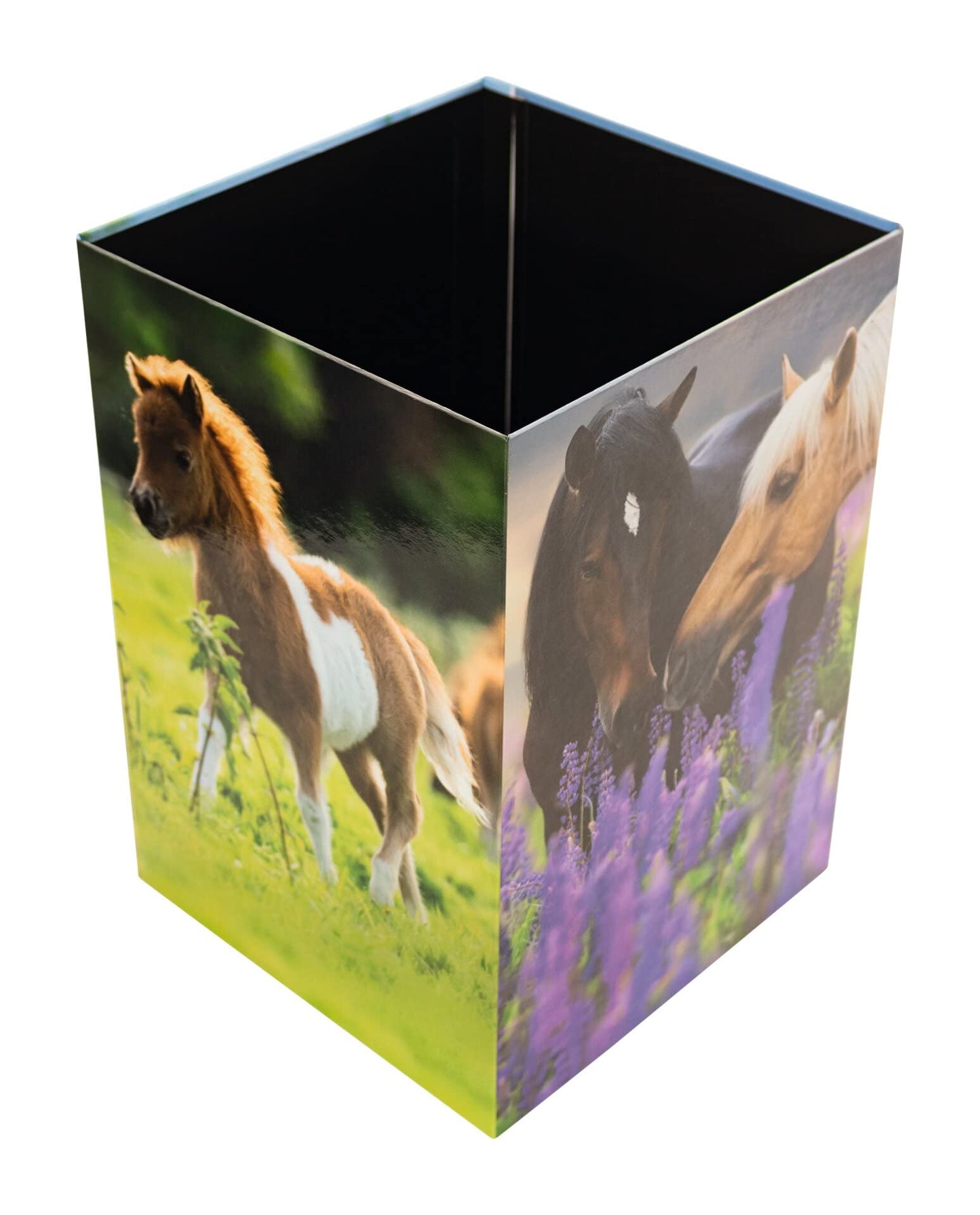 HERMA 19741 Horse Design Waste Paper Bin, 15 Litres, Foldable, Sturdy Cardboard, Slim Trash Can for Girls & Boys