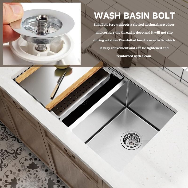Hollow Screw Sink Silver 70mm Stainless Steel Ceramic Wash Basin Extended Bolt for Kitchen Filter & Wash Basin Strainer Threaded Connector